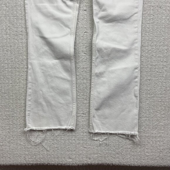 Y2K Zara White Jeans Raw Hem Distressed Denim Womens Size 2 US Casual Zip Fly - Picture 3 of 11